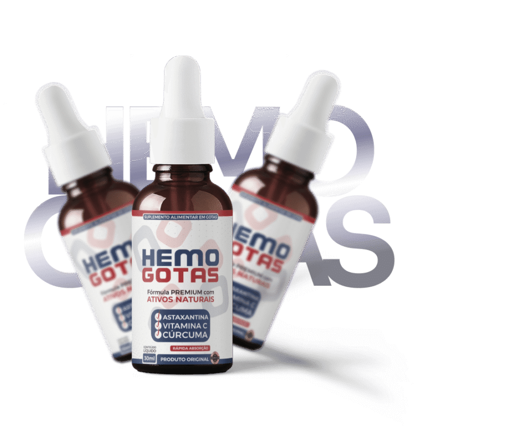 Imagem ilustrativa de frascos do Hemogotas acompanhados de instruções de uso diárias.